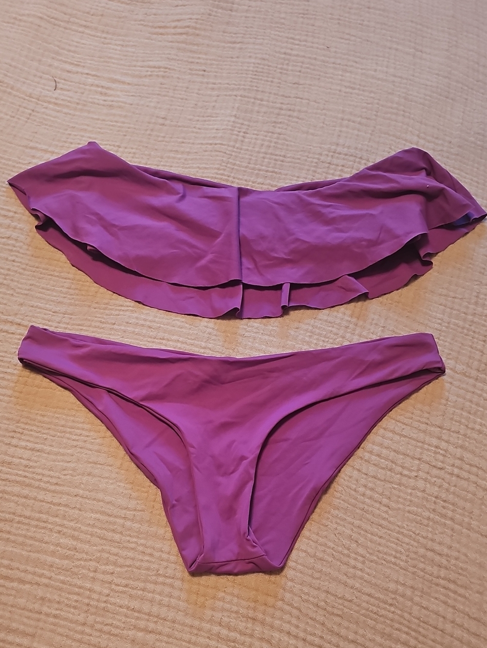 l*space Bandeau Ruffle Bikini Set in Purple